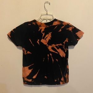Distressed Black Bleach Washed Tie Dye Shirt Small